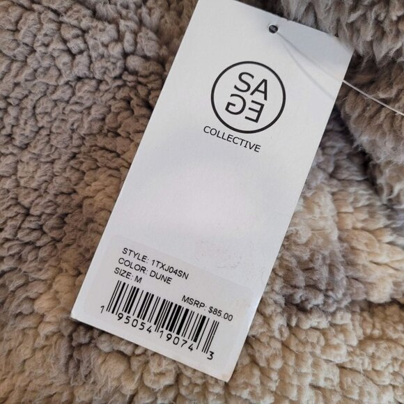 Sage Collective Jet Setter Faux Shearling Teddy 1/4 Zip Pullover Size L NWT $85 - Picture 4 of 10